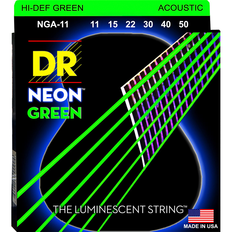 DR NGA-11 Струны для акустической гитары, 11-50 люминесцентное