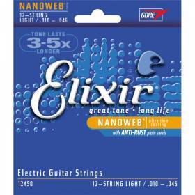 Набор струн для 12-струнной электрогитары Elixir 12450 Nanoweb